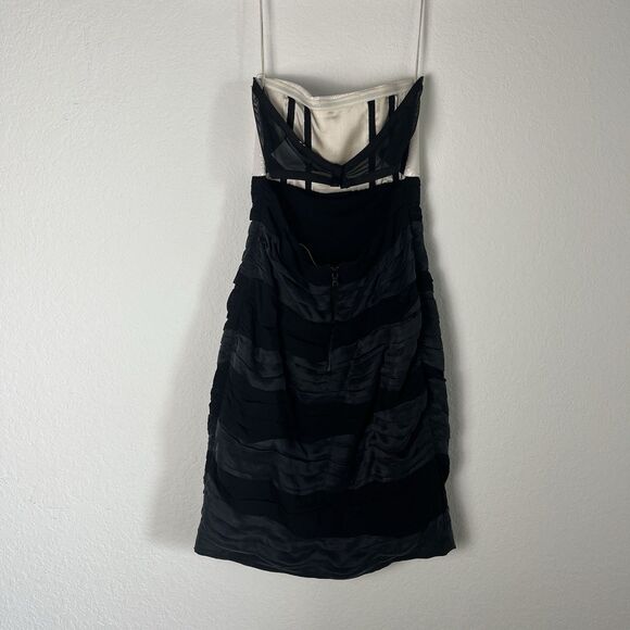 NWT Alice + Olivia Color Block Strapless Dress Black White 4 Cocktail Clubbing - Picture 3 of 10
